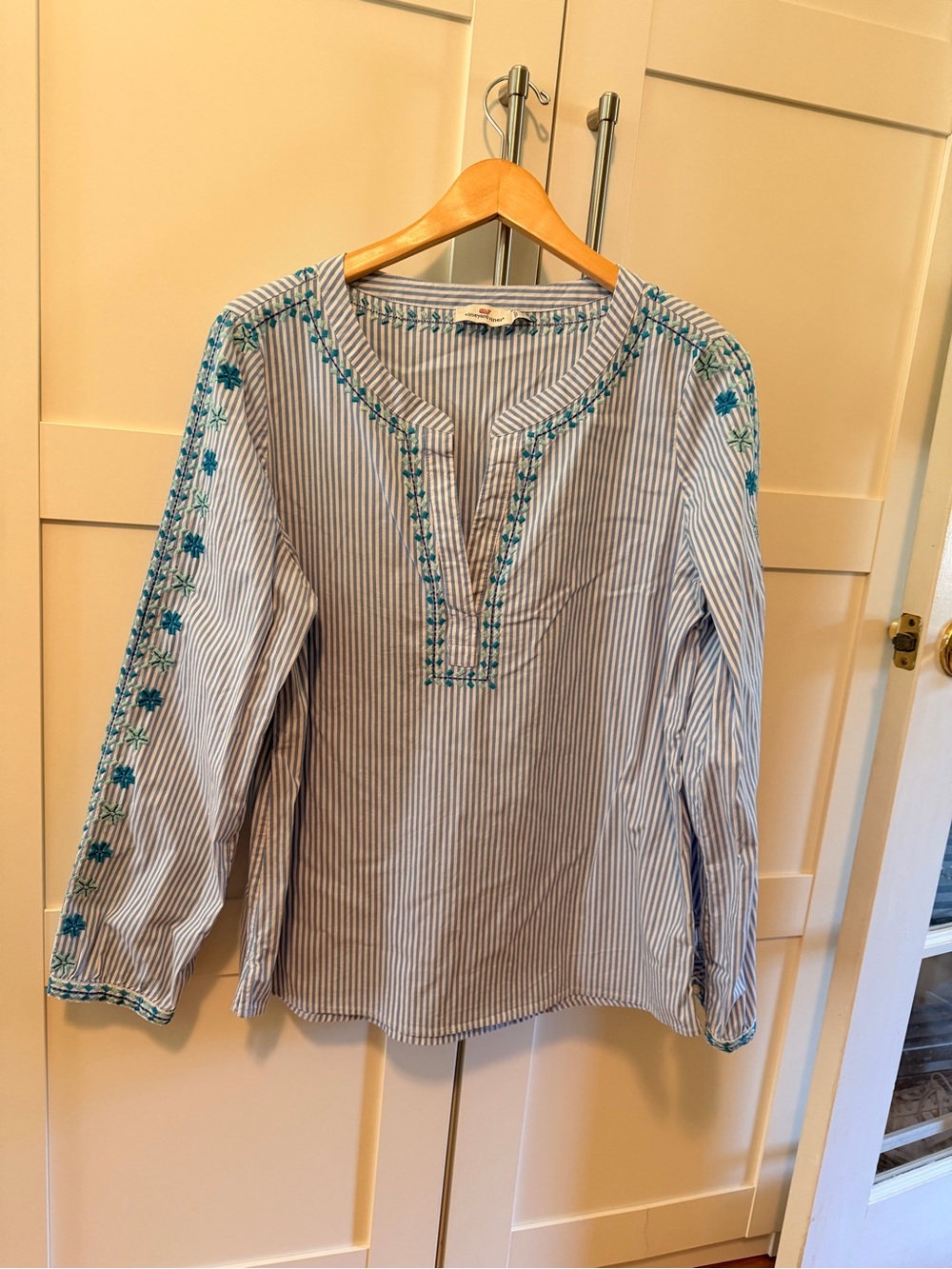 Vineyard Vines Blue & White Striped Embroidered Tunic